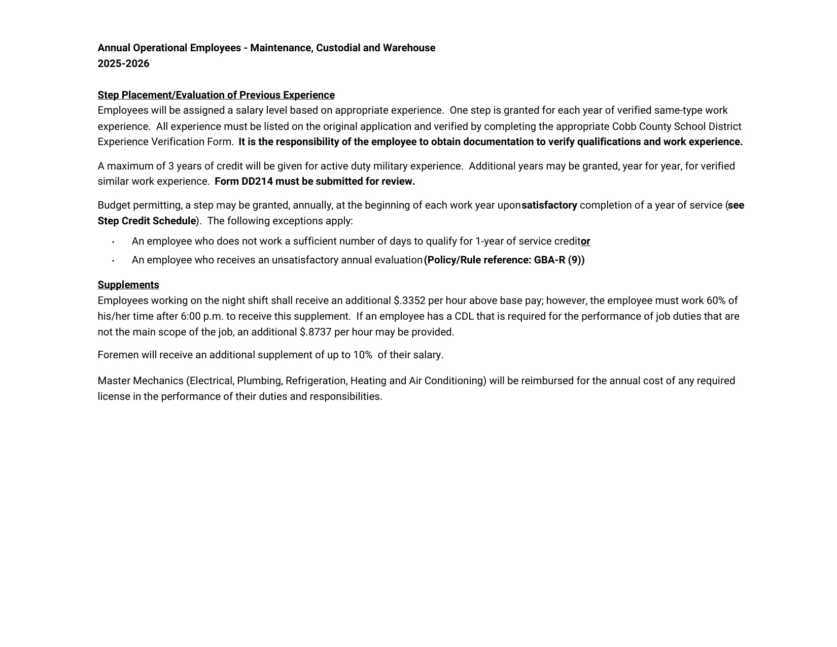 Cobb County School District Annual Operational 2025-2026 - official salary schedule pay scale (PDF preview, page 2 of 3)