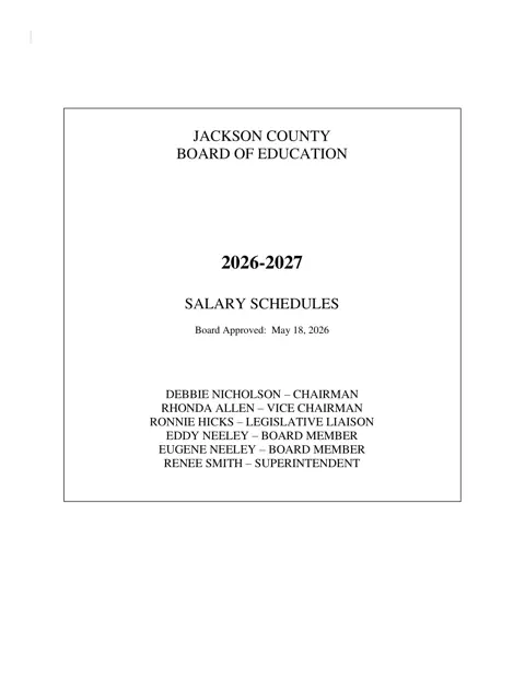 Jackson County Public Schools (KY) Classified Pay Schedule (Hourly) 2026-2027 - official salary schedule pay scale (PDF preview)