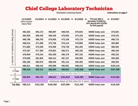 PSC-CUNY (Professional Staff Congress / CUNY) Chief CLT Salary Schedule 2023-2027 - official salary schedule pay scale (PDF preview)