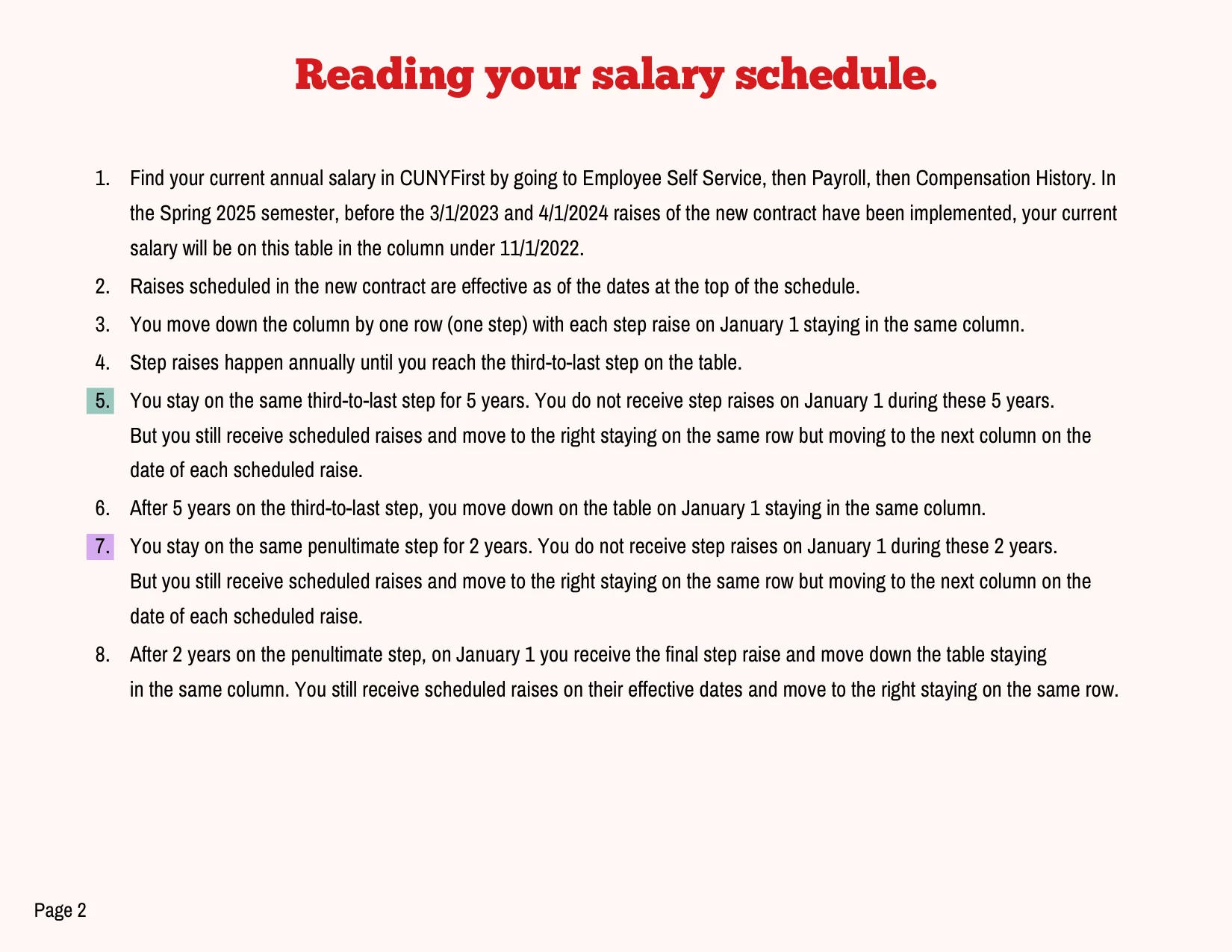 PSC-CUNY (Professional Staff Congress / CUNY) CUNY Start Instructor Salary Schedule 2023-2027 - official salary schedule pay scale (PDF preview, page 2 of 2)