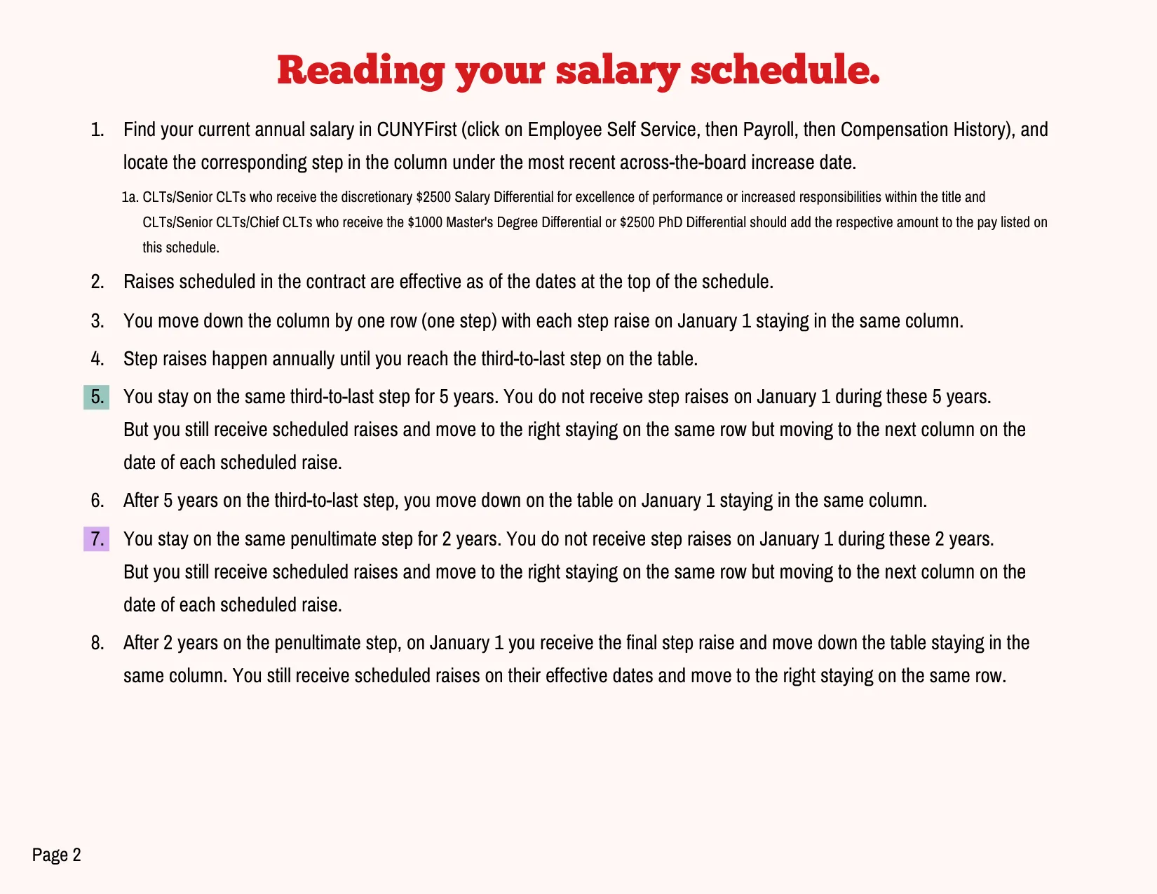 PSC-CUNY (Professional Staff Congress / CUNY) Senior CLT Salary Schedule 2023-2027 - official salary schedule pay scale (PDF preview, page 2 of 2)