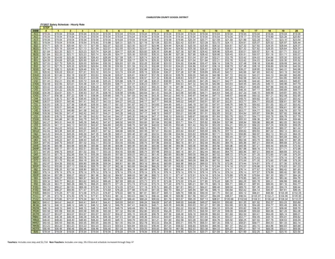 Charleston County School District Salary Schedule - Hourly Rate 2026-2027 - official salary schedule pay scale (PDF preview)