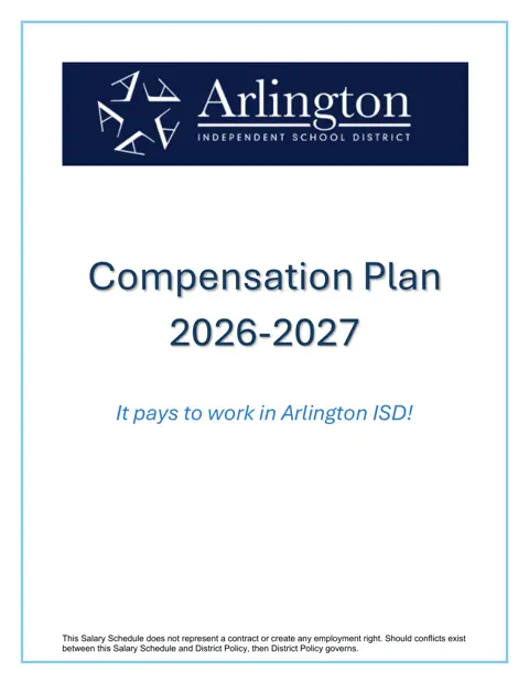 Arlington ISD (TX) salary schedule pay scale preview (Texas)