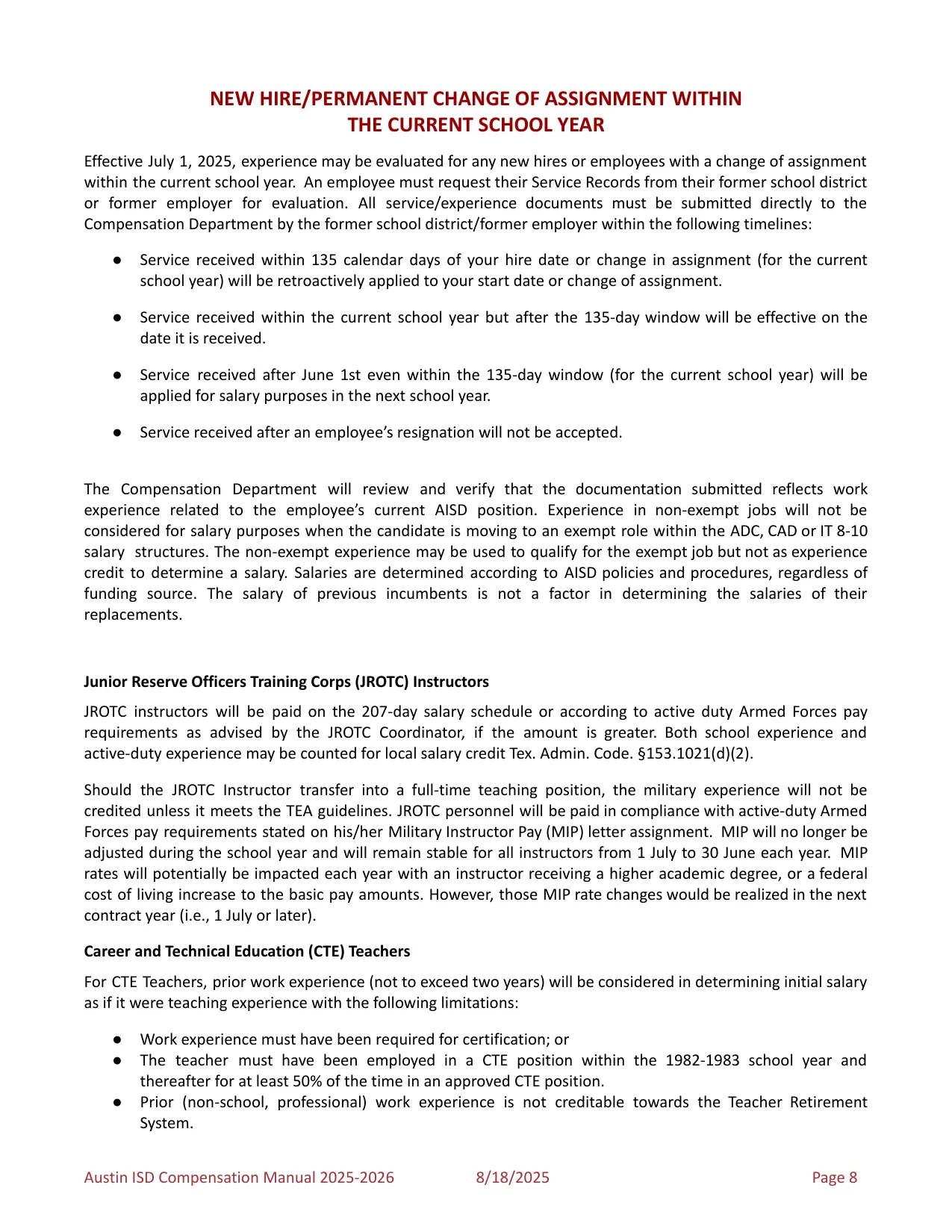 Austin ISD Professional (PRF) Pay Plan 2025-2026 - official salary schedule pay scale (PDF preview, page 12 of 75)