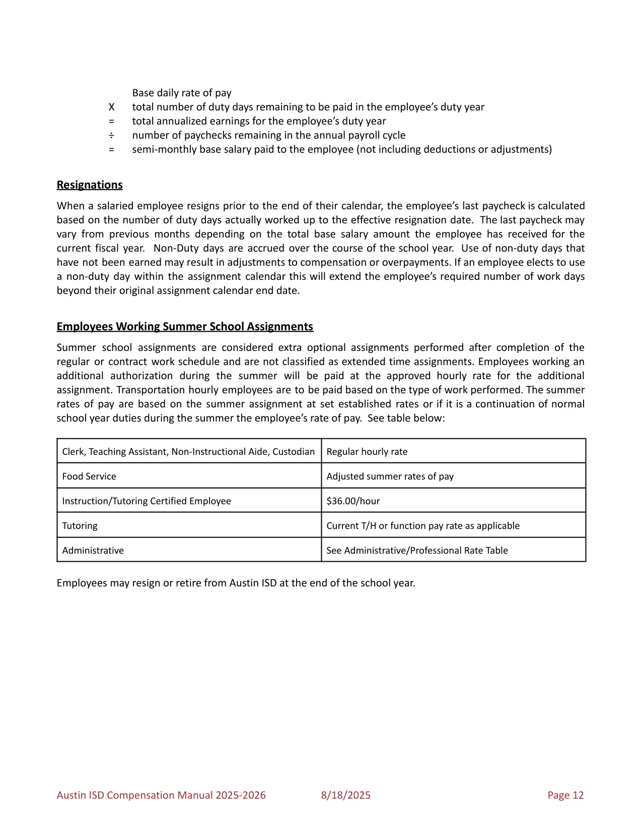 Austin ISD Professional (PRF) Pay Plan 2025-2026 - official salary schedule pay scale (PDF preview, page 16 of 75)