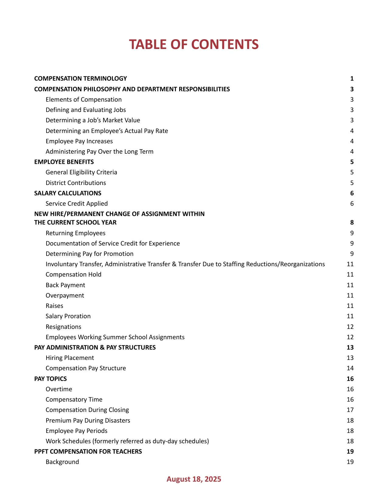 Austin ISD Professional (PRF) Pay Plan 2025-2026 - official salary schedule pay scale (PDF preview, page 2 of 75)