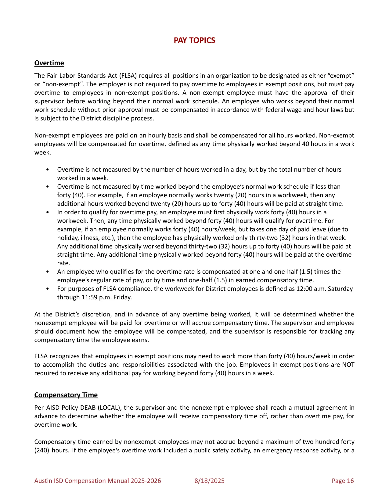 Austin ISD Professional (PRF) Pay Plan 2025-2026 - official salary schedule pay scale (PDF preview, page 20 of 75)