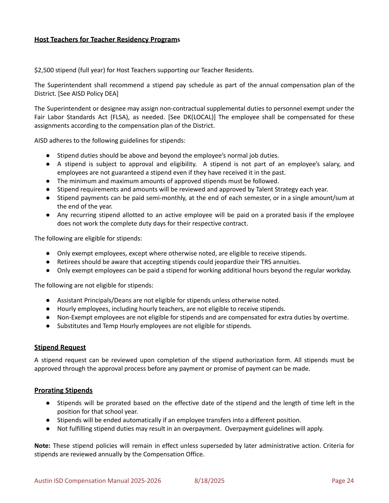 Austin ISD Professional (PRF) Pay Plan 2025-2026 - official salary schedule pay scale (PDF preview, page 28 of 75)