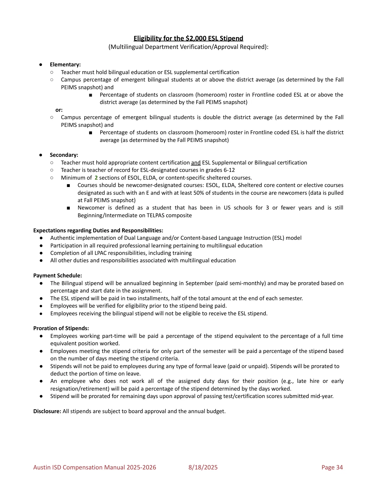 Austin ISD Professional (PRF) Pay Plan 2025-2026 - official salary schedule pay scale (PDF preview, page 38 of 75)