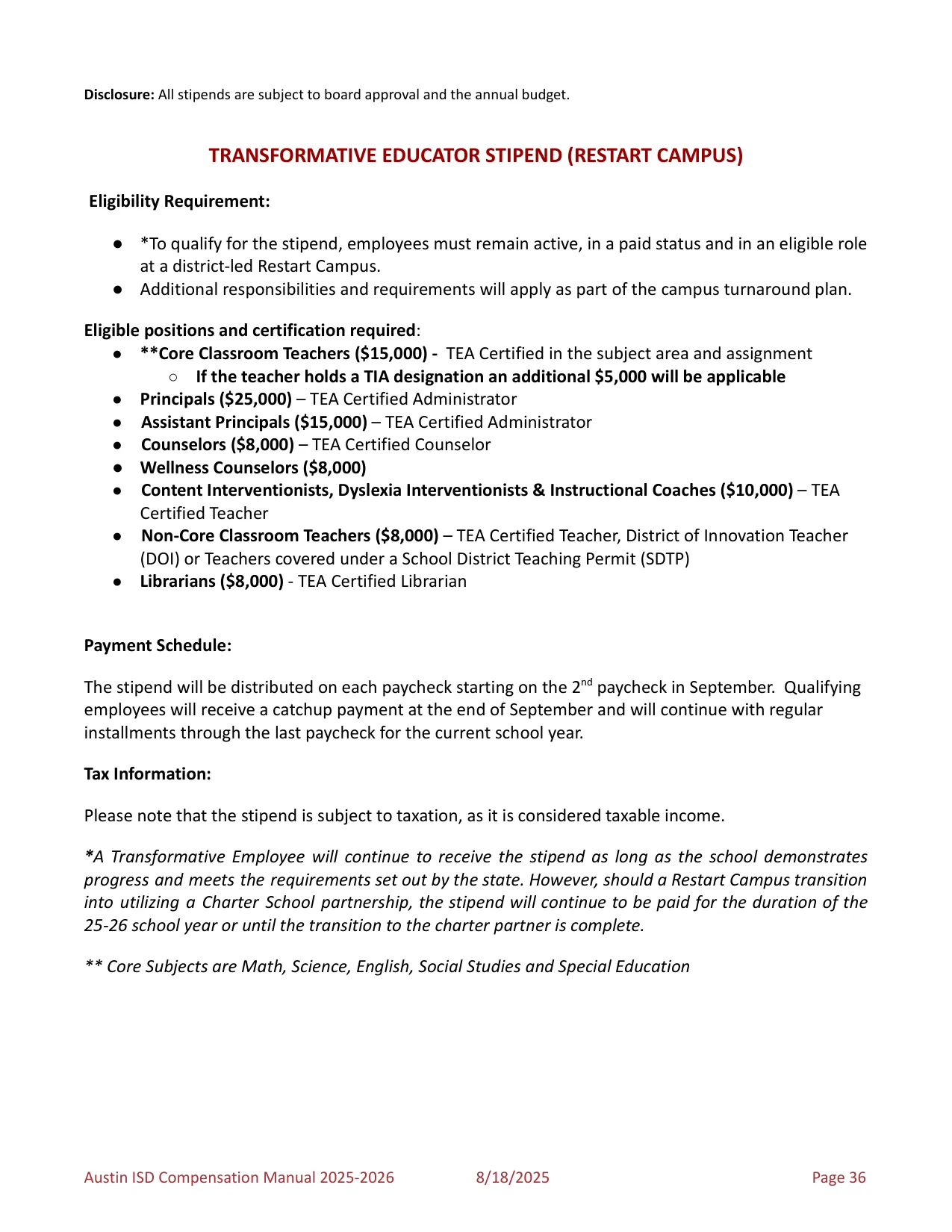 Austin ISD Professional (PRF) Pay Plan 2025-2026 - official salary schedule pay scale (PDF preview, page 40 of 75)