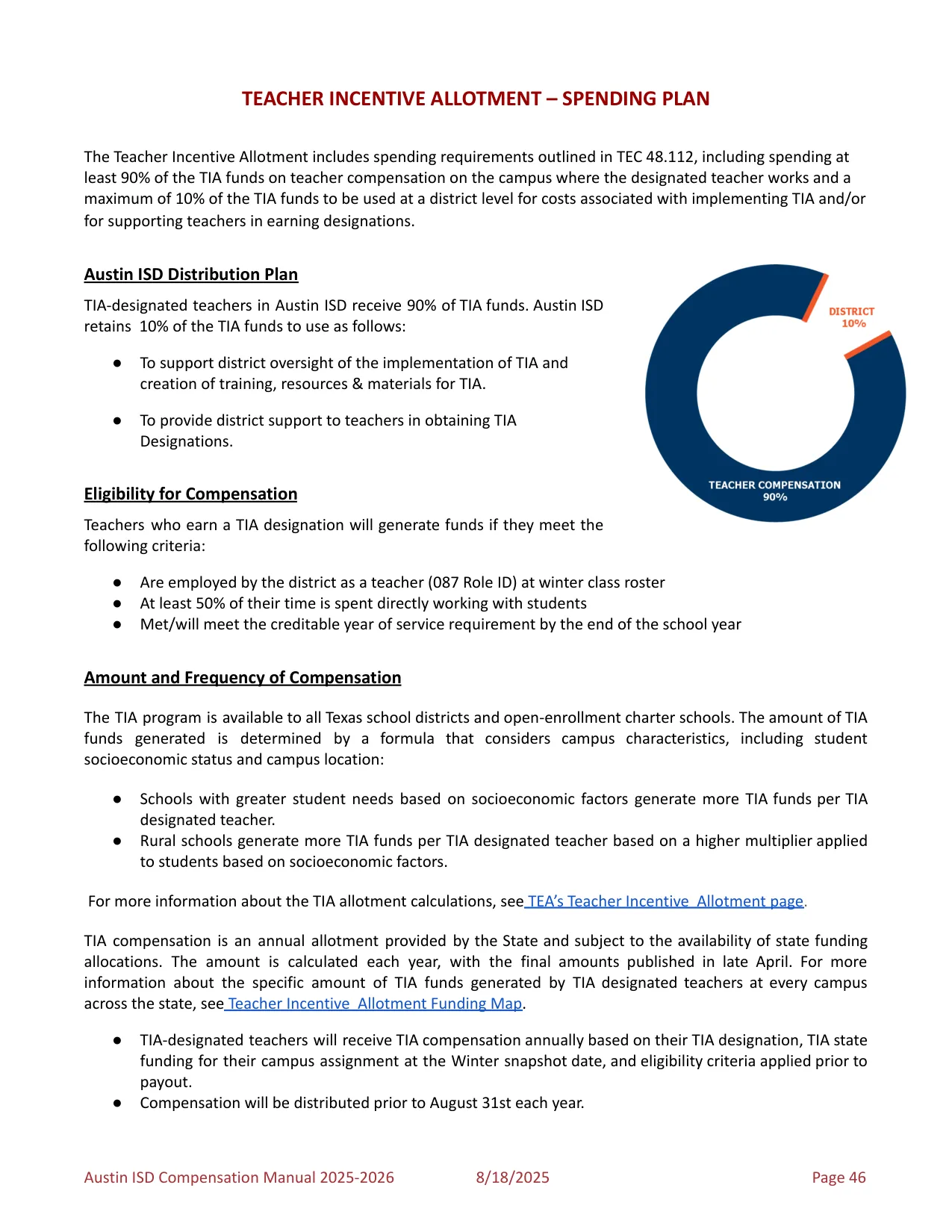 Austin ISD Professional (PRF) Pay Plan 2025-2026 - official salary schedule pay scale (PDF preview, page 50 of 75)