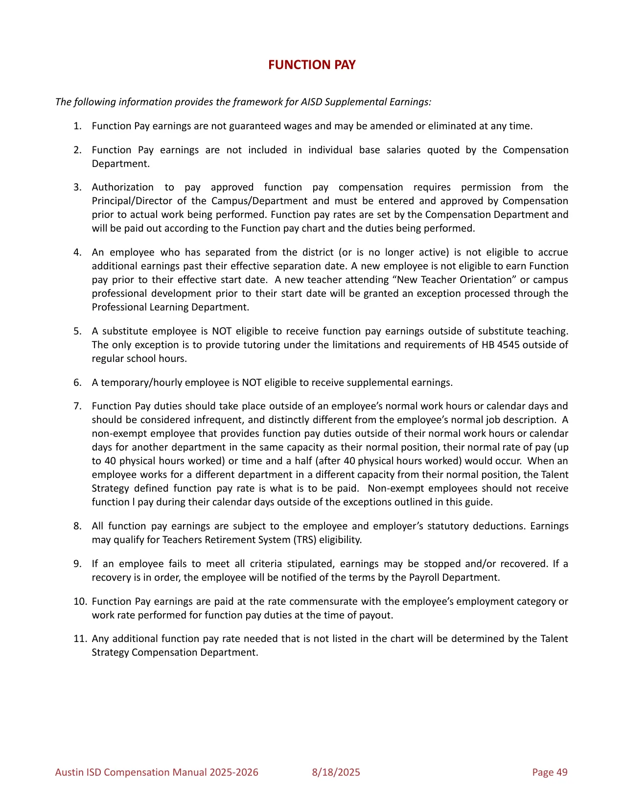 Austin ISD Professional (PRF) Pay Plan 2025-2026 - official salary schedule pay scale (PDF preview, page 53 of 75)