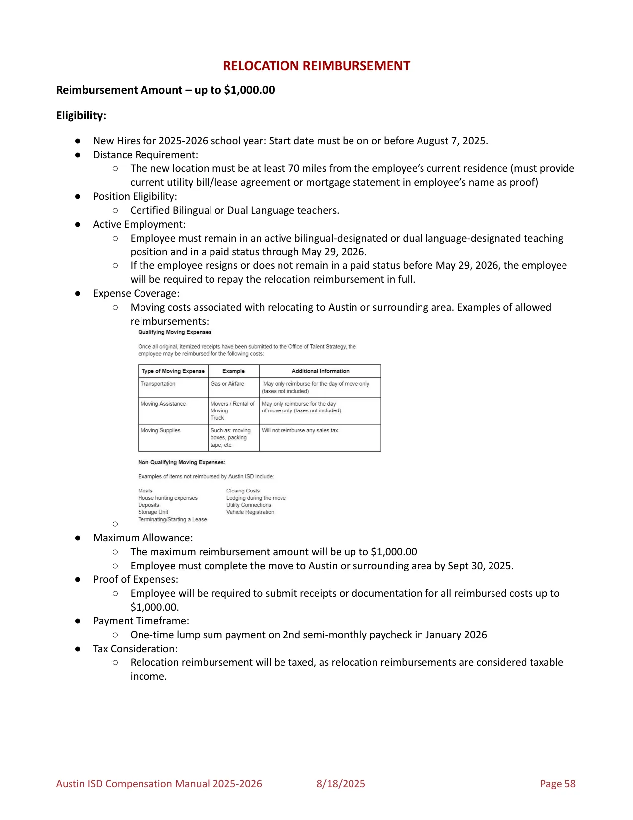 Austin ISD Professional (PRF) Pay Plan 2025-2026 - official salary schedule pay scale (PDF preview, page 62 of 75)