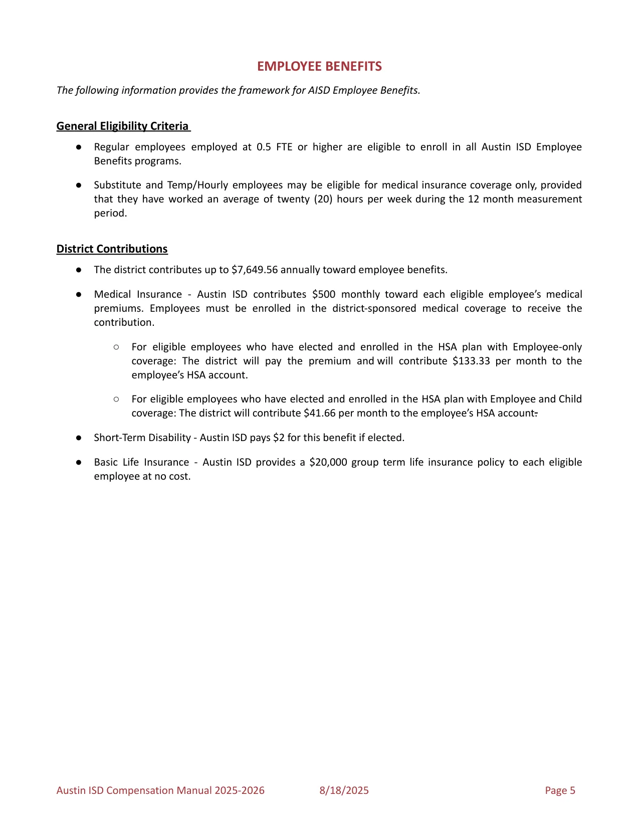 Austin ISD Professional (PRF) Pay Plan 2025-2026 - official salary schedule pay scale (PDF preview, page 9 of 75)